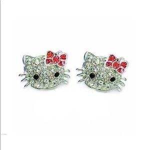 NWT *HELLO KITTY* Crystal Stud Earrings with Red Bows